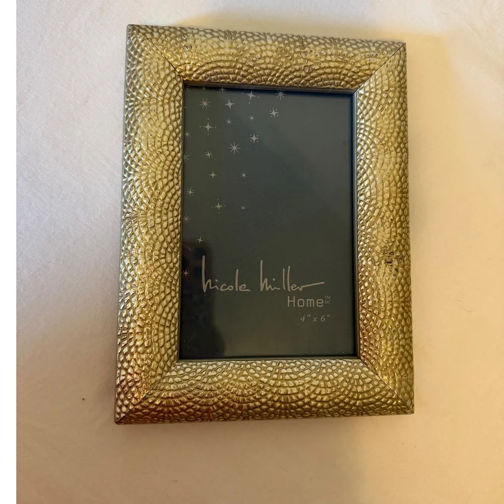 Nicole Miller Home 4x6 Textured Champagne Gold Metallic Photo Frame